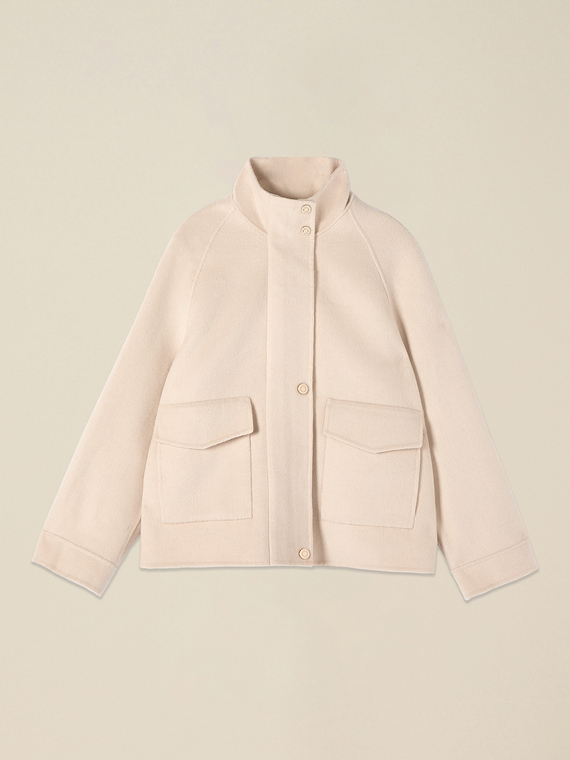 Short mixed wool coat