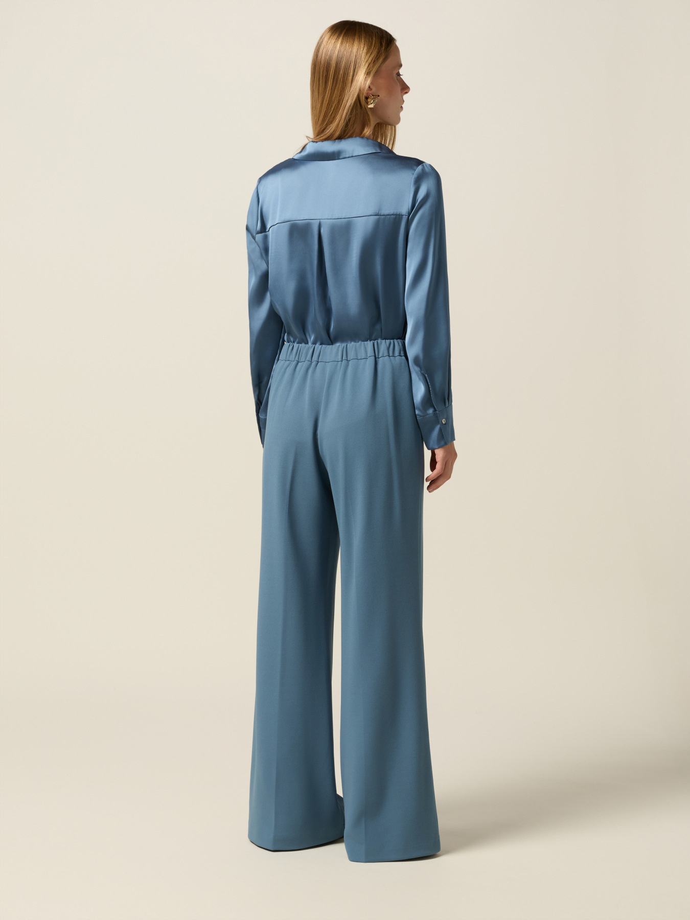 Pantalon palazzo en tissu cr&ecirc;pe image number 1