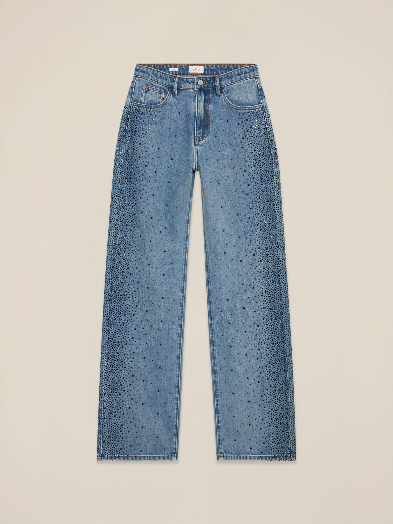 Wide leg jeans with crystals image number 0