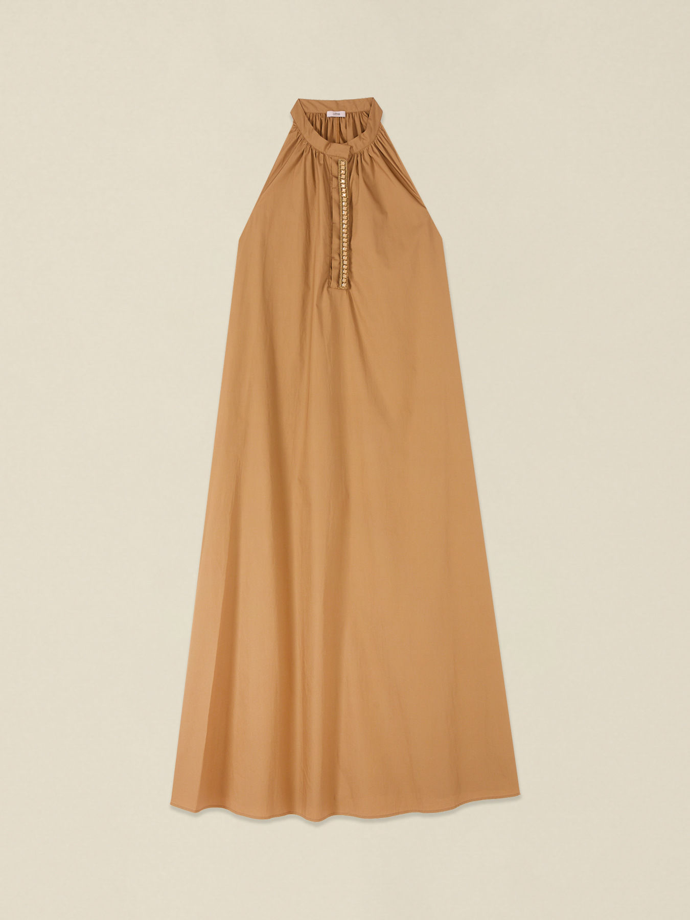 Long poplin dress with jewel detail image number 3