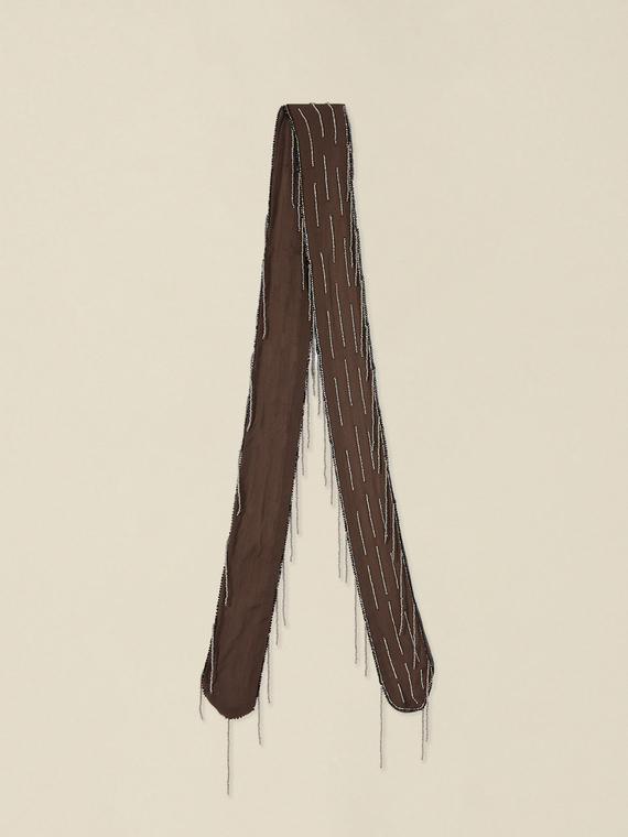 &Eacute;charpe longue avec franges en perles