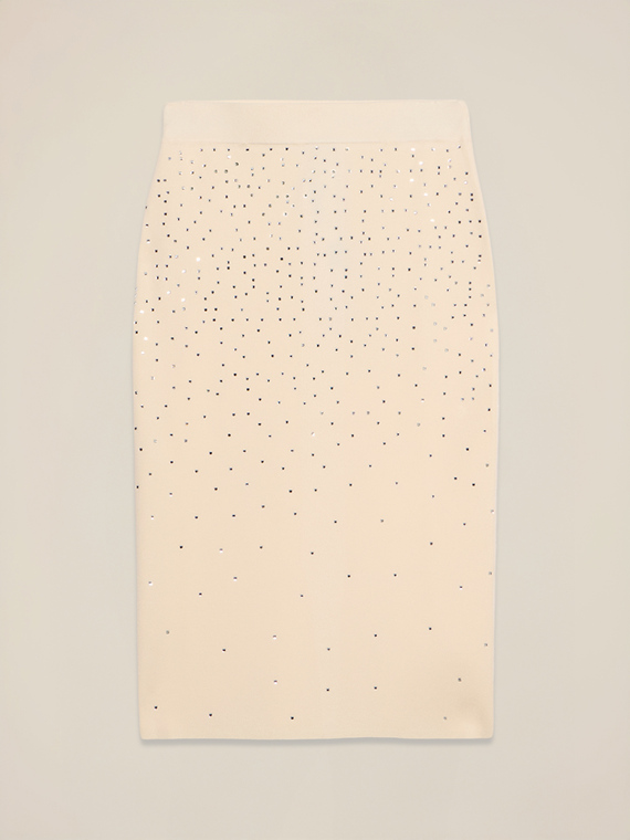 Knit skirt with crystals