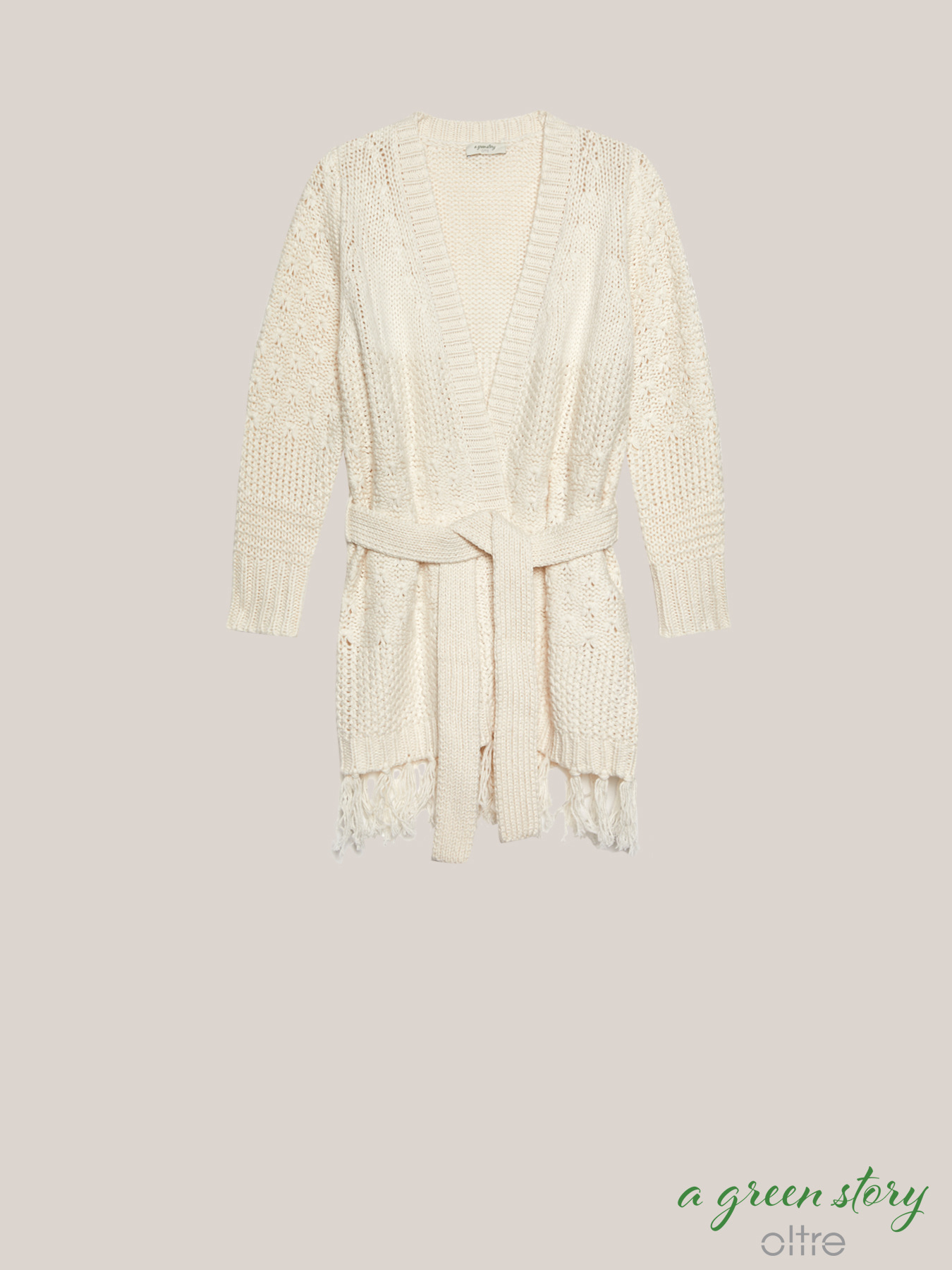 Cardigan misto lana con frange image number 3