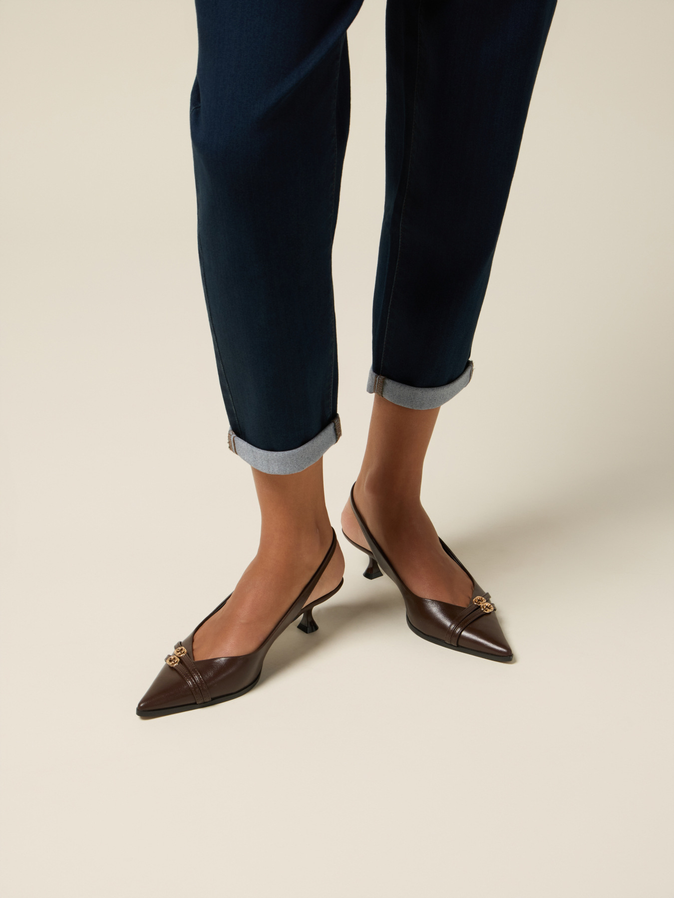 Slingback pumps with decorated toe image number 0