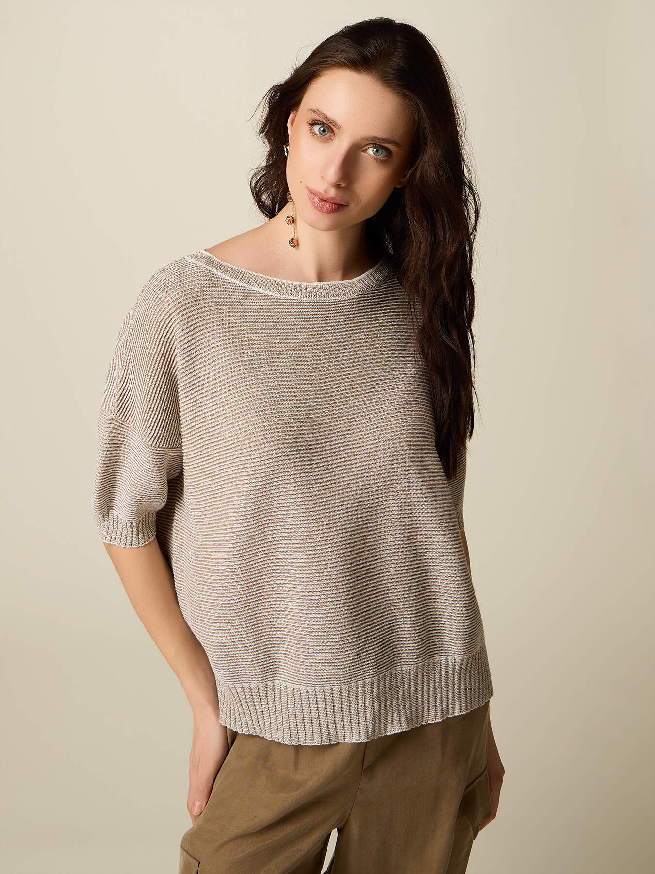 Lurex sweater with boat neckline image number 0