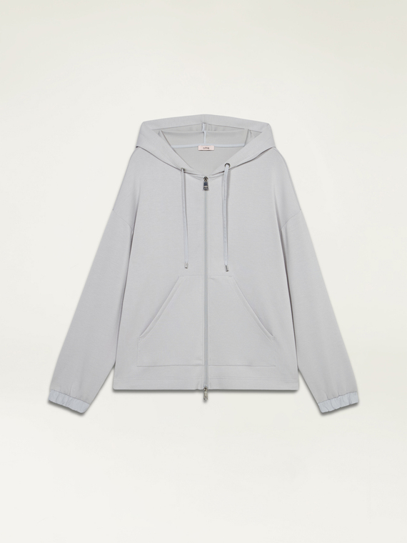 Soft touch sweatshirt with zip and hood