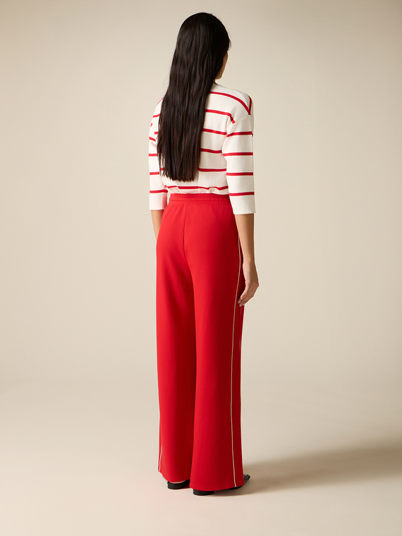Oltre - Pantaloni In Jersey Con Profilo Donna, Rosso Taglia: Xl