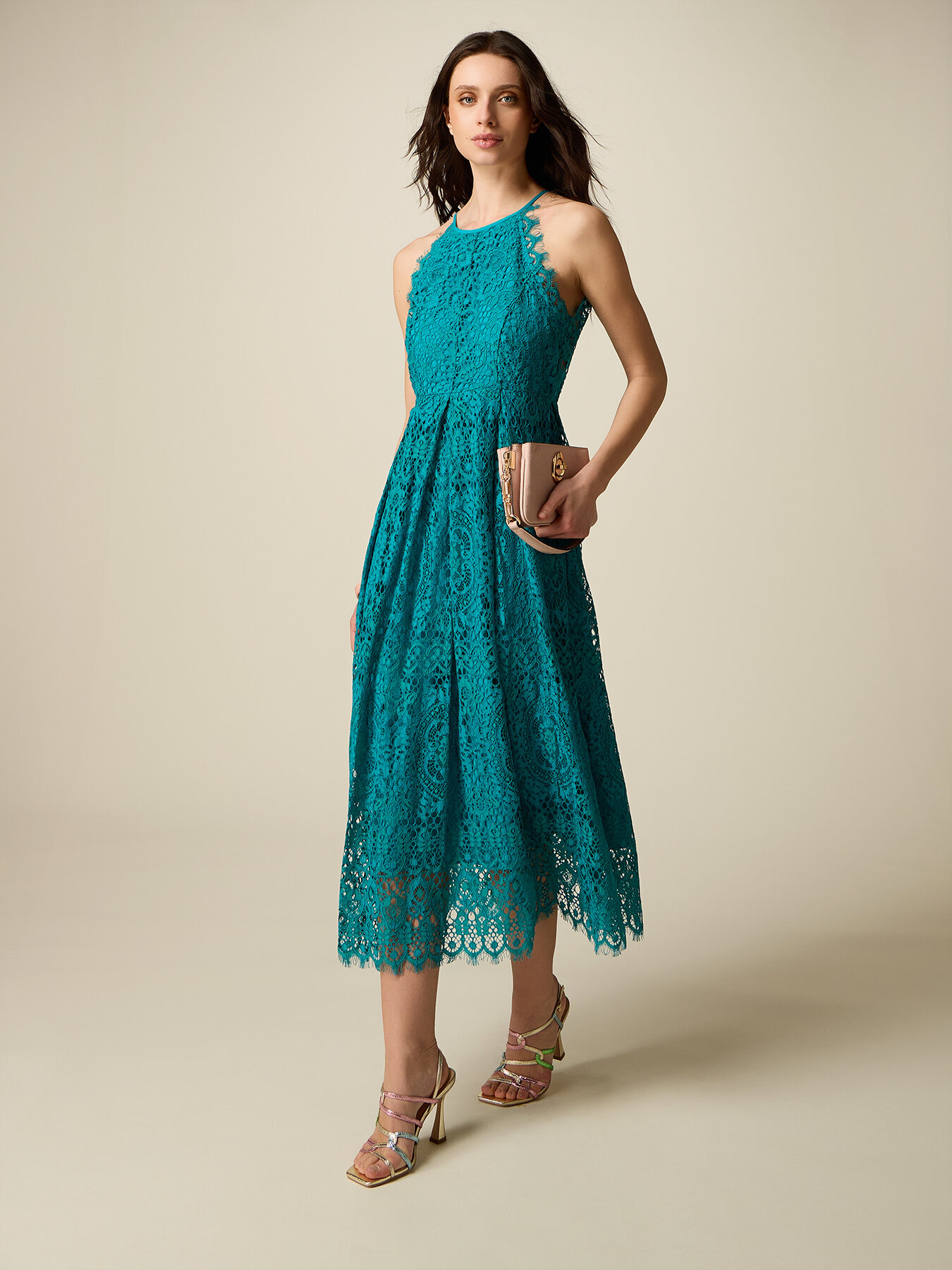 Vestito flare midi in pizzo image number 0