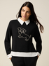 Pullover mit Zopfmuster und Kragen image number 0