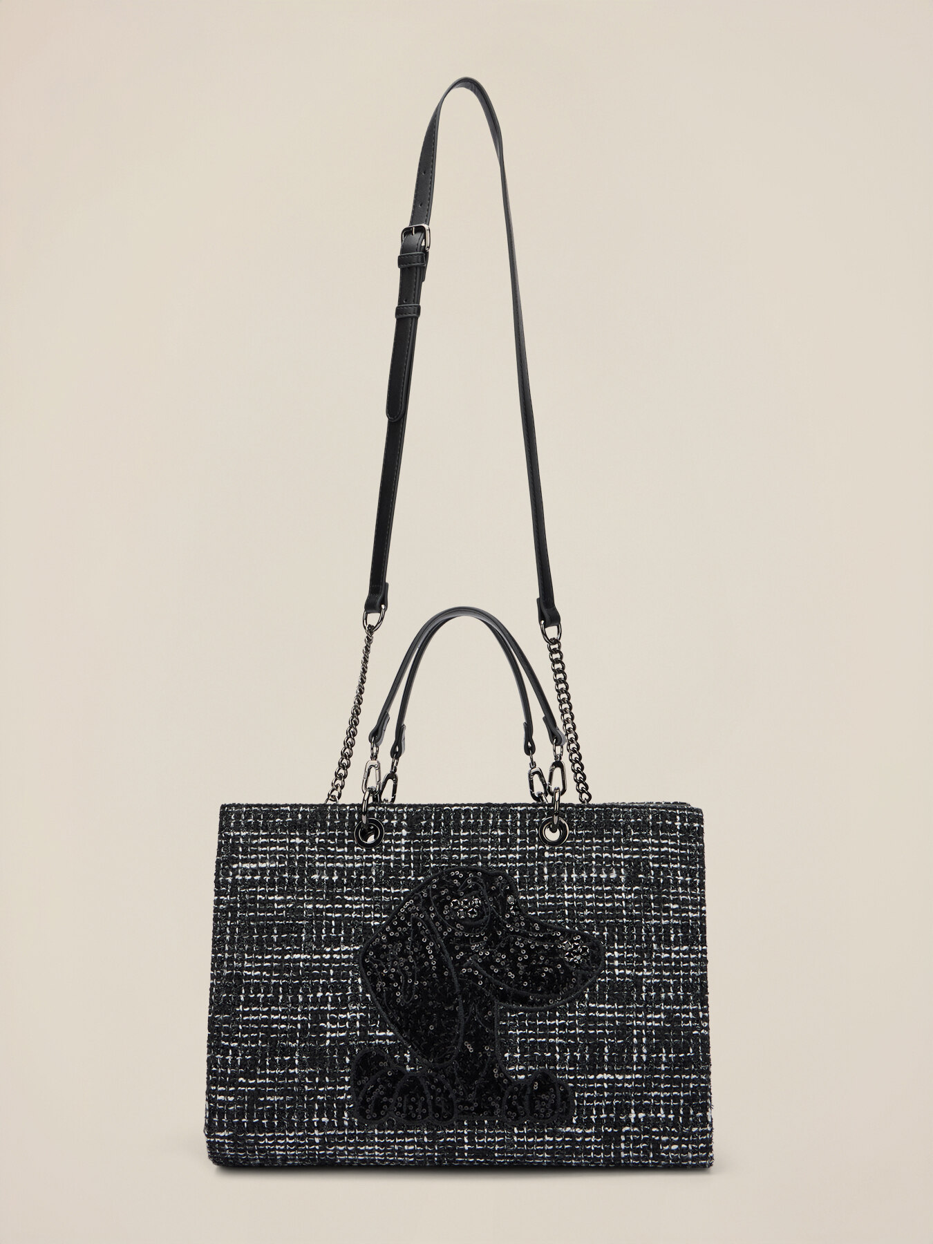 Tracolla in tweed con applicazione image number 1