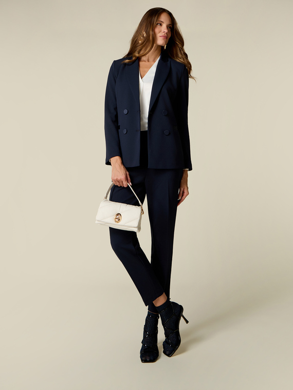 Regular pants in cr&ecirc;pe fabric
