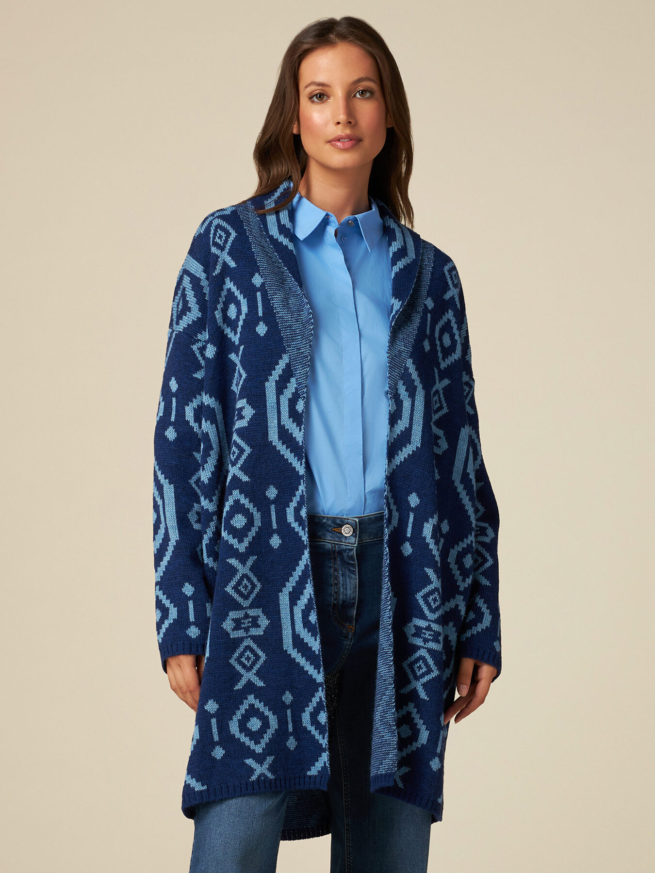 Cardigan over misto lana jacquard image number 0