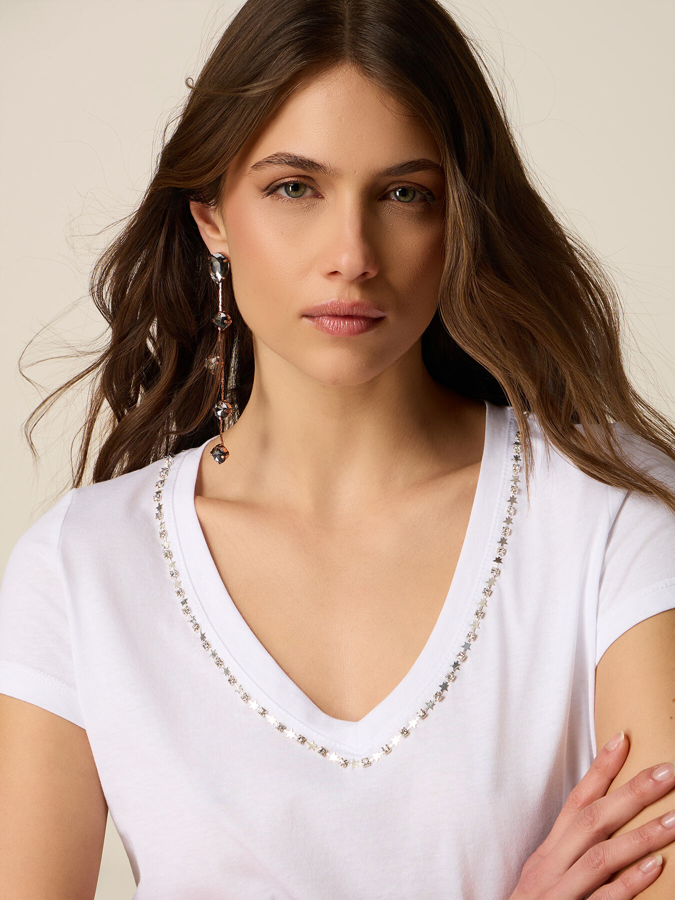 Cotton t-shirt with stone settings image number 2