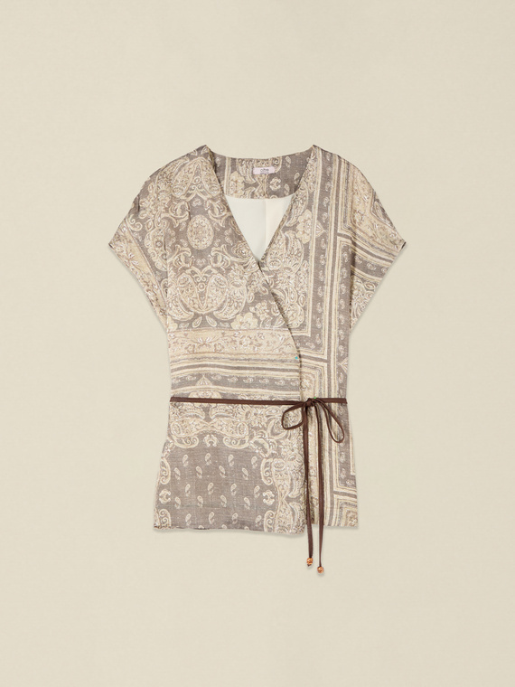 Patterned satin blouse