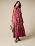 Long dress in patterned fabric with bow image number 0