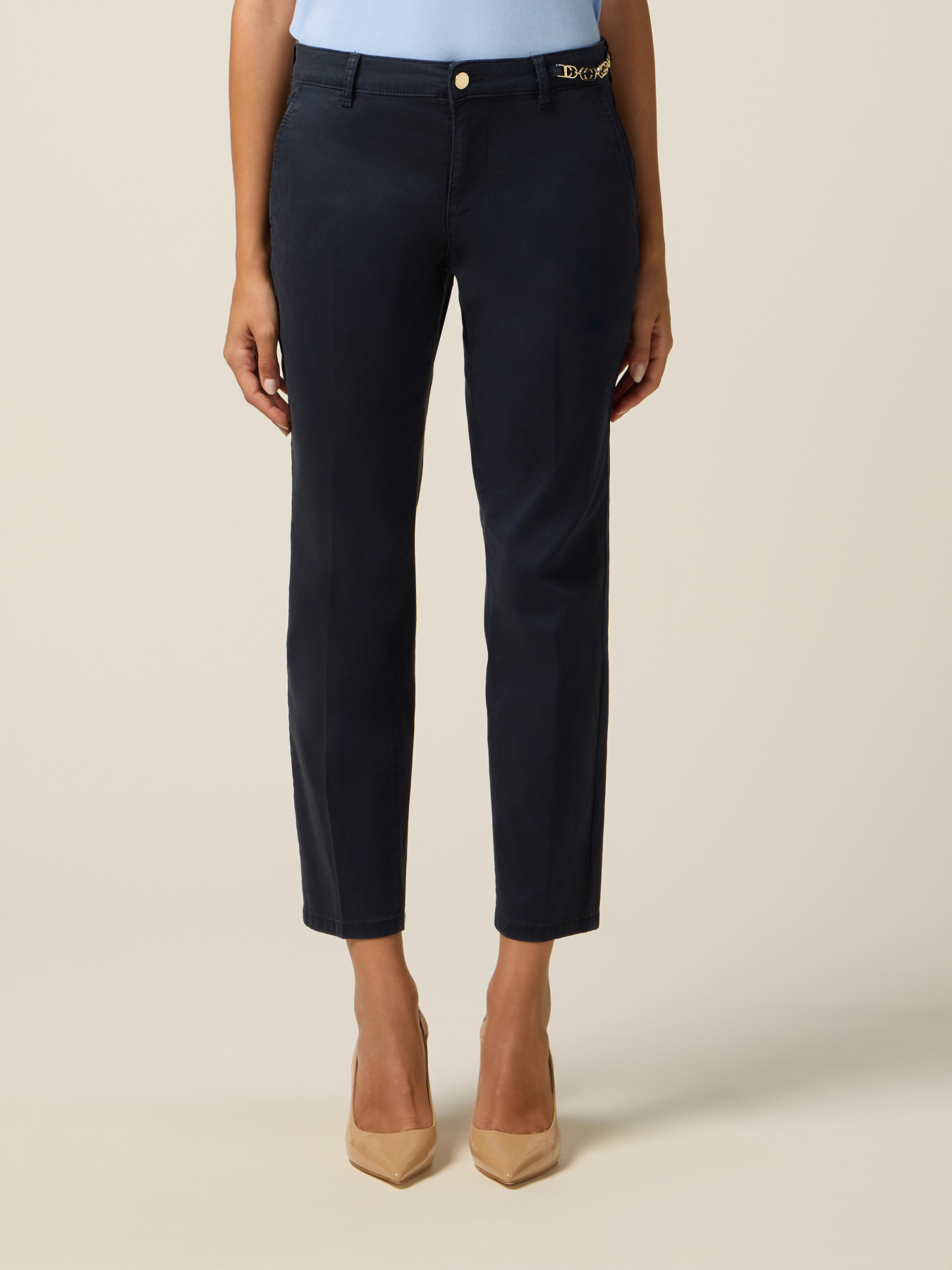 Pantaloni chinos din bumbac-lyocell image number 3